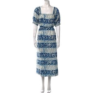 Apiece Apart Indigo Printed Long Dress